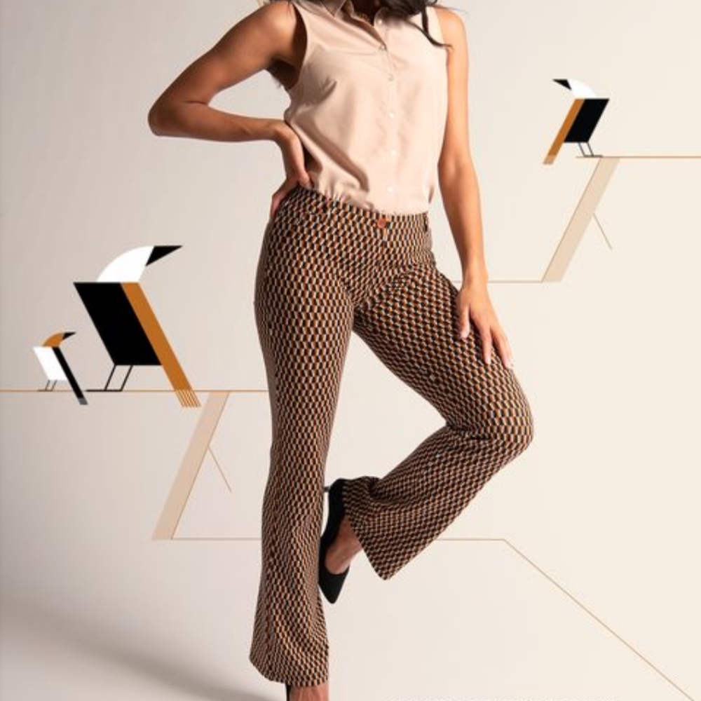 Betabrand Geometric Patterned Boot Cut Pants - image 5